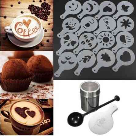 Набір для кави 16 трафаретів баночка ложка Київ