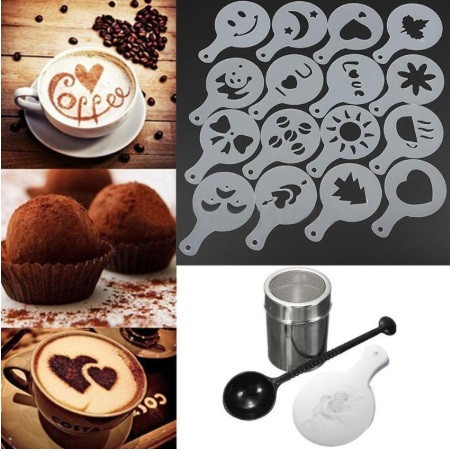 Набір для кави 16 трафаретів баночка ложка Київ - фото 1