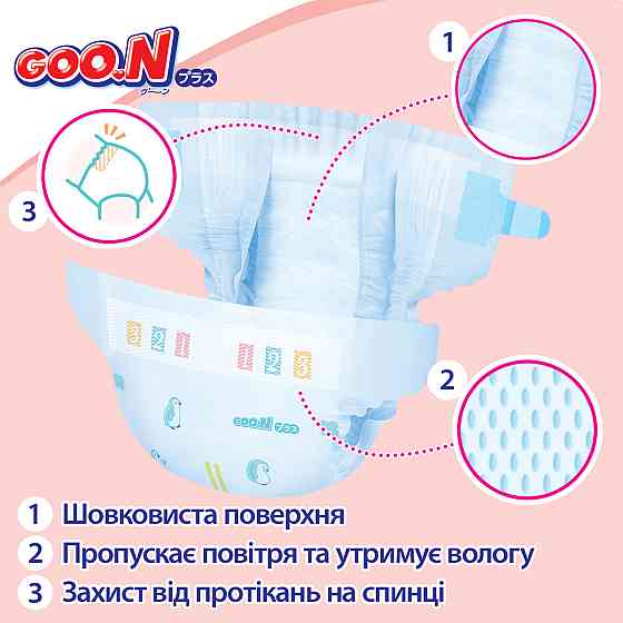 Підгузки Goo.N Plus для новонароджених (розмір 1(NB), до 5 кг, 68 шт) Дніпро