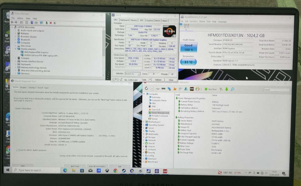 Ноутбук: ASUS ROG Zephyrus G15 Ryzen 9 5900HS RTX 3080 16Gb. 1TB. SSD. Киев - изображение 4