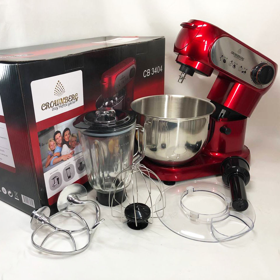 Кухонный помощник миксер тестомес планетарный Crownberg CB 3404, Мощный ручной миксер CA-46 Львов - изображение 8