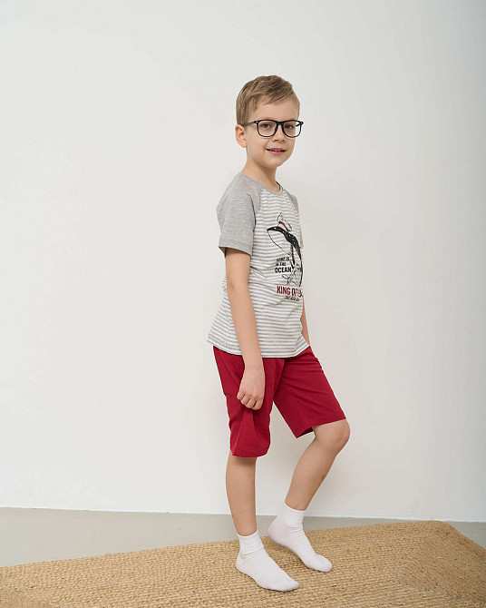 Пижама детская Комплект для мальчика с шортами - Акула за штурвалом Ozkan 31938 5-6 Киев - изображение 4