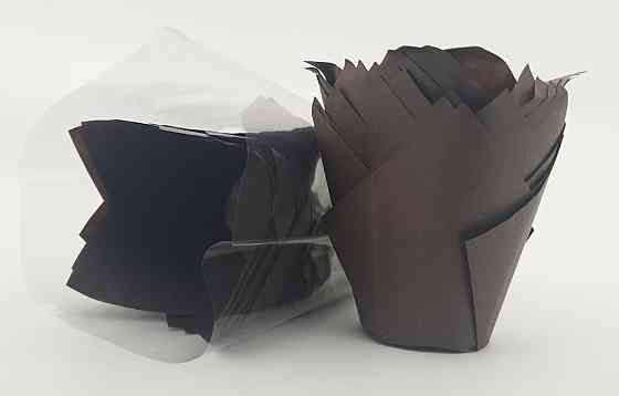 Тарталетки паперові для кексів ТЛ-175Тюльпан Коричневий" (50*75/100) (100 шт.) (1 уп.) Харків