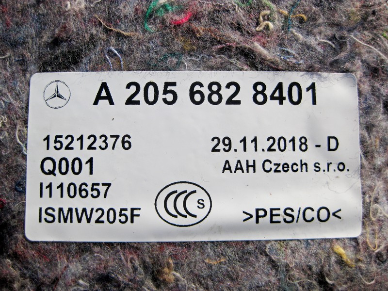 Mercedes-Benz  A2056828401 Шумоізоляція тунелю КП в салоні задня частина C-Class W205 GLC X253 Coupe C253 Одеса - фото 3