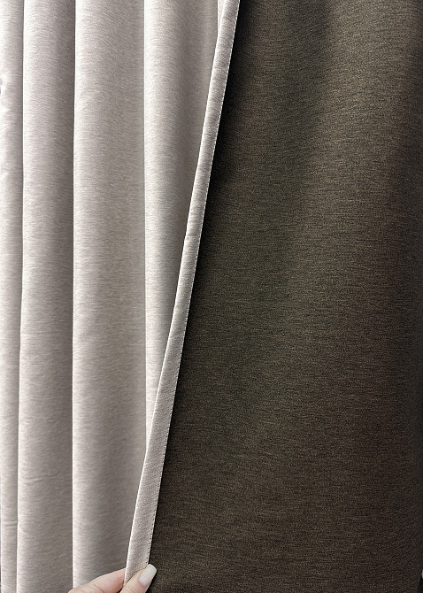 Комплект коротких штор VR-Textil Блэкаут двусторонний Eclipsе № 1818ш Пепельный 130х170 см 2 шт (35-0438) Киев - изображение 6
