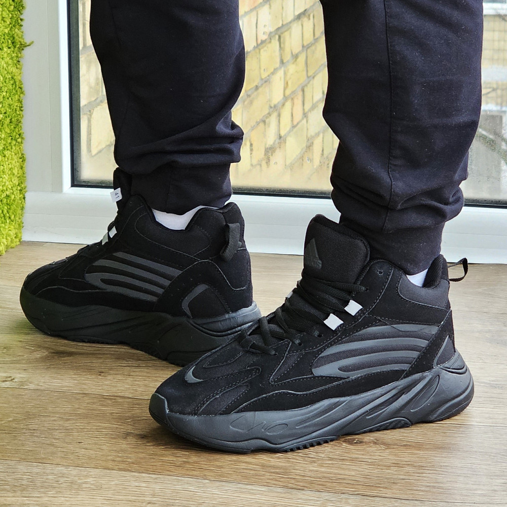Зимові високі Кросівки Adidas 700 Чорні з Хухом Чоловічі Черевi Черевики Адідас (розміри: 41,42,43,44,45,46) - 90-1 Дніпро - фото 2