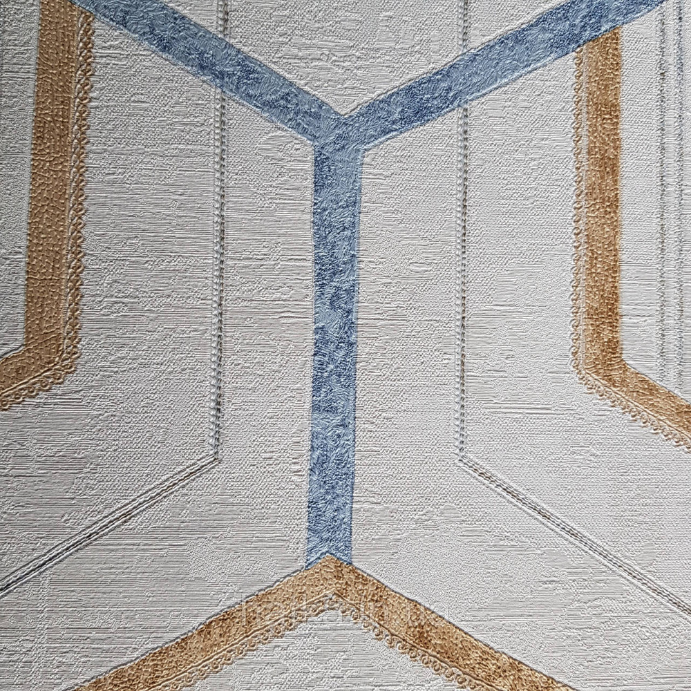 Шпалери метрові вінілові на флізелін 24 Carati Cristiana Masi геометрія смуги золотом блакитні на бежевому 3д Київ - фото 2