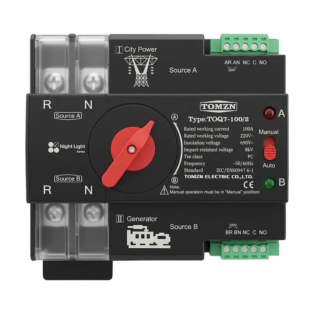 Автоматичний перемикач (АВР) під DIN-рейку TOMZN TOQ7/2P 100A 2 полюси (51-00116) Київ - фото 11