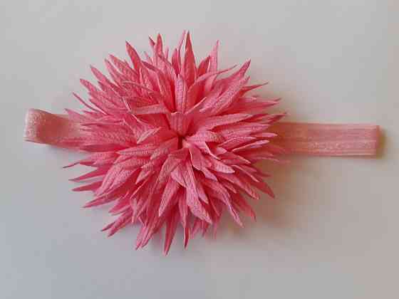 Дитяча красива пов'язка світло-рожева - окружність 38-60см, квітка 9см Київ