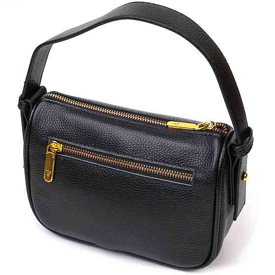 Сучасна сумка на плече крос-боді з натуральної шкіри Чорна (Vintage) Київ