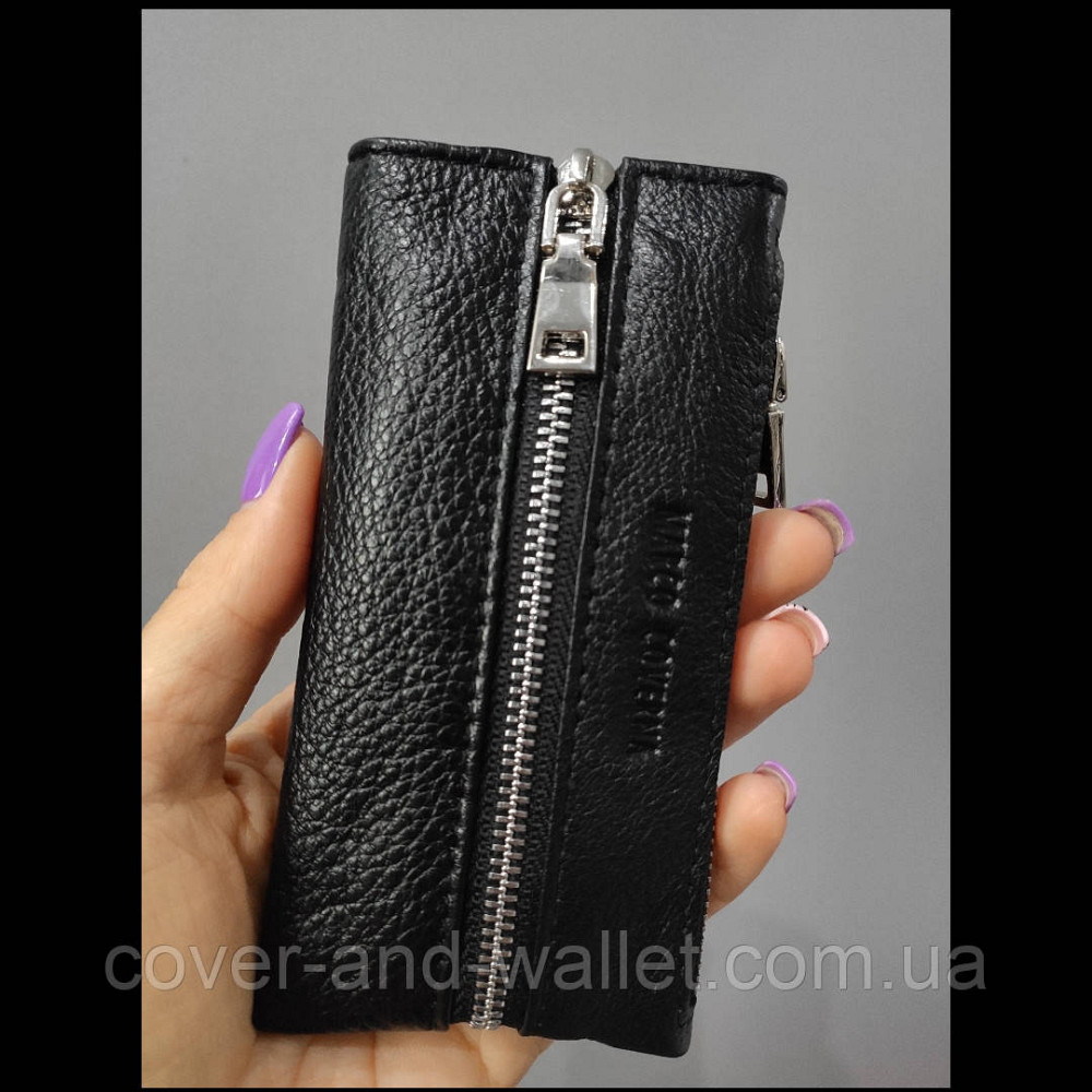 Черная кожаная ключница на молнии с карабинами Marco Coverna (mc 017-1) Киев - изображение 1