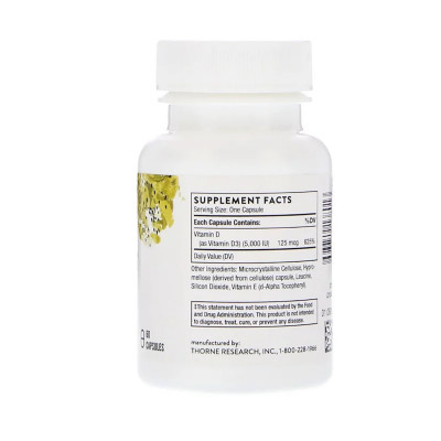 Витамин Thorne Research Витамин D3, 5000МЕ, 60 капсул (THR-13801) Винница - изображение 2