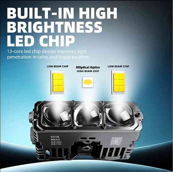 Комплект Bi-LED модулів Sanvi S318 60/75W 6000K 12V, 2 шт Харків