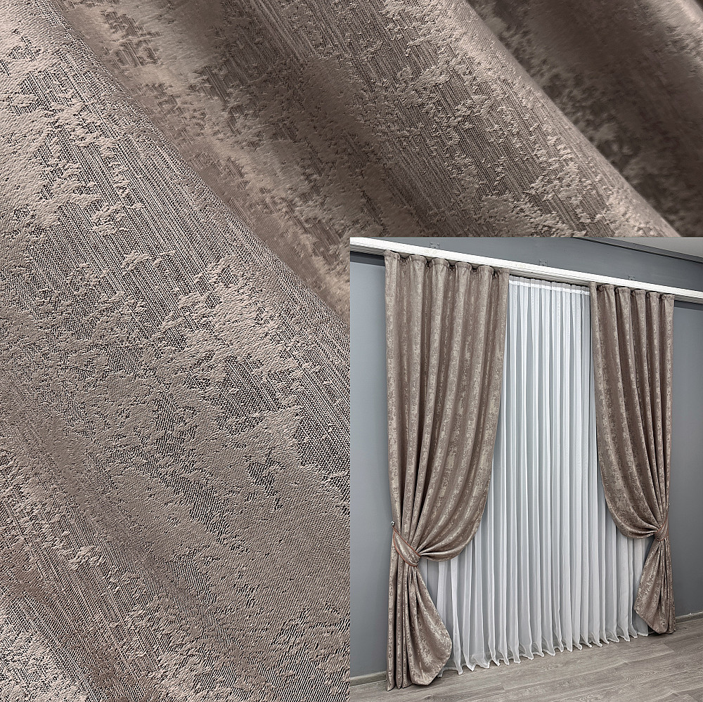 Комплект готових штор VR-Textil Жакард Sultan YL № 1669ш Какао 150х270 см 2 шт (33-0553) Київ - фото 1