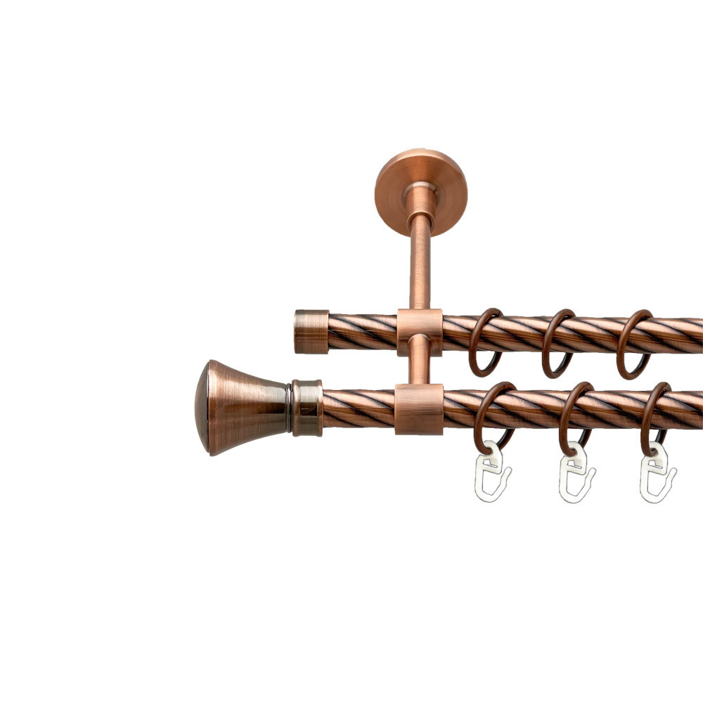 Карниз Orvit Люксор металевий дворядний закритий скручена труба кільце металеве Мідь 16\16 мм 160 см Львов - изображение 1