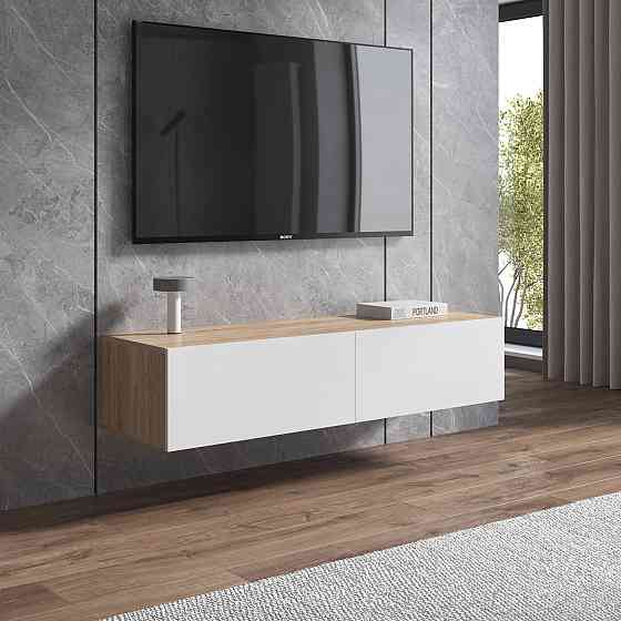 Тумба під телевізор VAYS, навісна тумбочка M-18 Дуб Сонома-Білий Львів