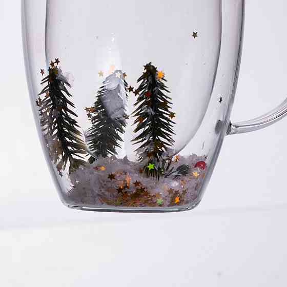 Yiwu Чашка скляна з подвійними стінками і новорічним декором 350 мл 64486-40 Коломыя