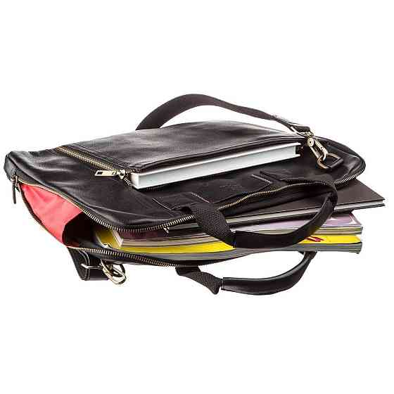 Мужская кожаная тонкая сумка для ноутбука SHVIGEL 19117 Черная Киев