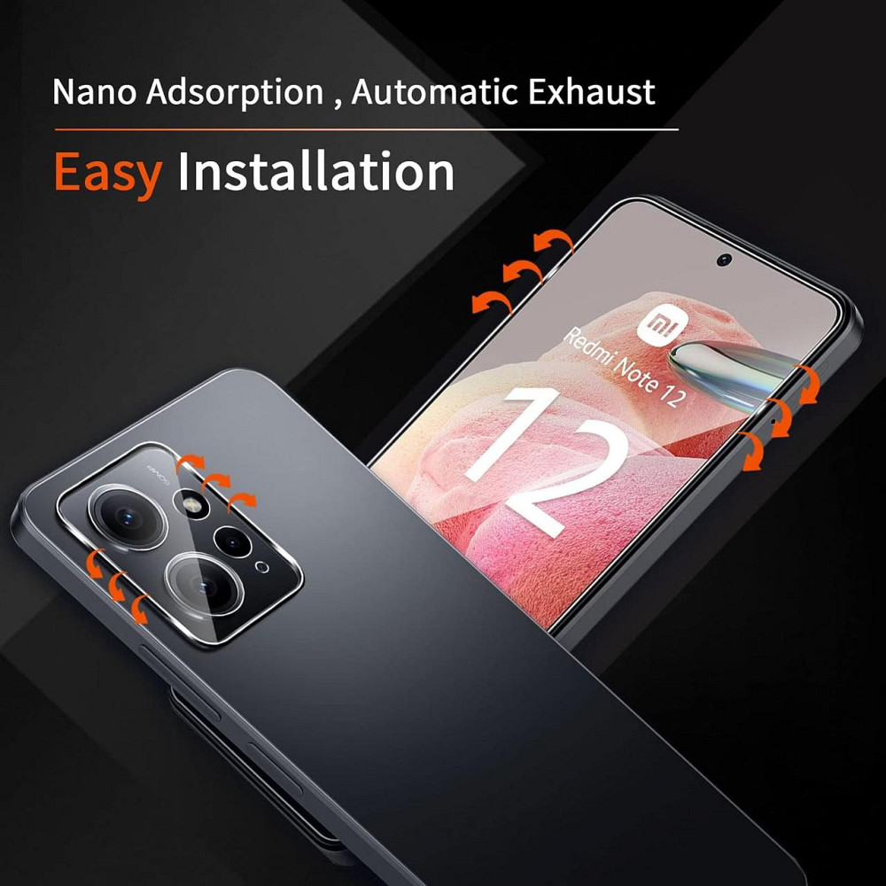 Захисне скло для Xiaomi Redmi Note 12 4G прозоре 2 шт + 2 захисти камери 9H 0.33 мм загартоване скло Київ - фото 4