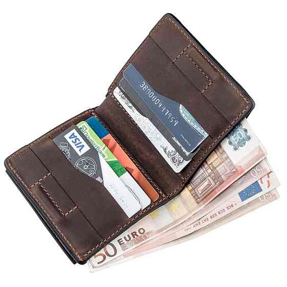 Стильне портмоне унісекс з накладної монетницьою Коричнева (GRANDE PELLE) Київ