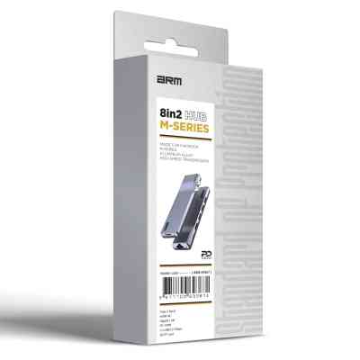 Концентратор Armorstandart For MacBook M-Series HDMI 4K, RJ45, PD, 3USB, SD, microSD Grey (ARM69367) Винница