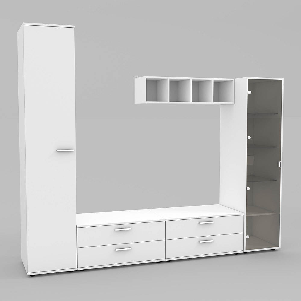 Стенка в гостиную Hugo-4, Белый, 2480х520х2120 Львов - изображение 1