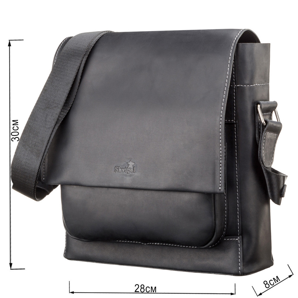 Сумка мужская SHVIGEL 11112 кожаная Черная Киев - изображение 3