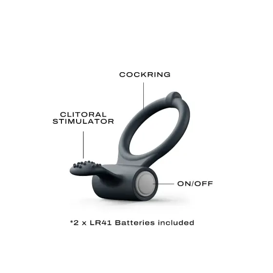 Ерекційне кільце Dorcel Power Clit Black V2 з вібрацією та язичком з щіточкою Львів