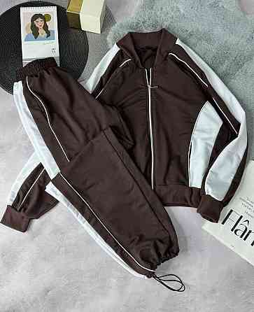 Женский стильный повседневный костюм двойка двунить Шоколад, 48/52 Одесса