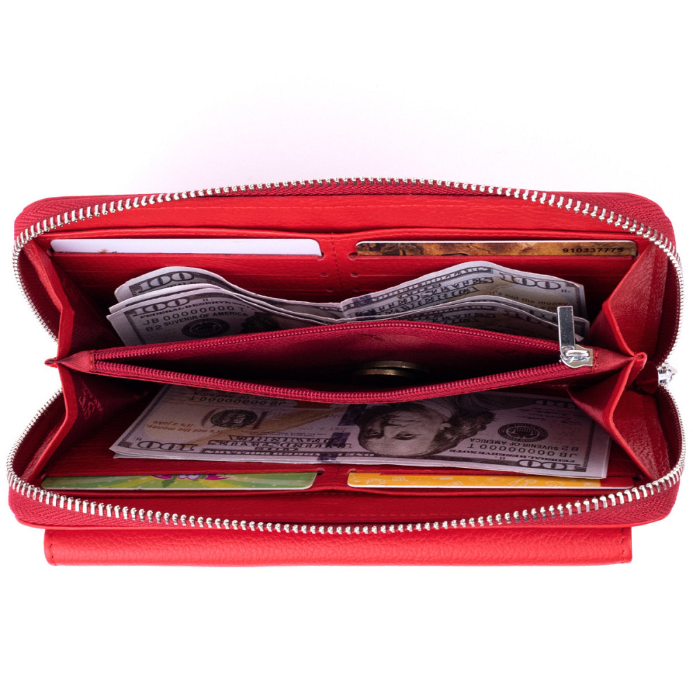 Гаманець з кишенькою на лицьовій стороні жіночий Червоний (ST Leather) Київ - фото 2