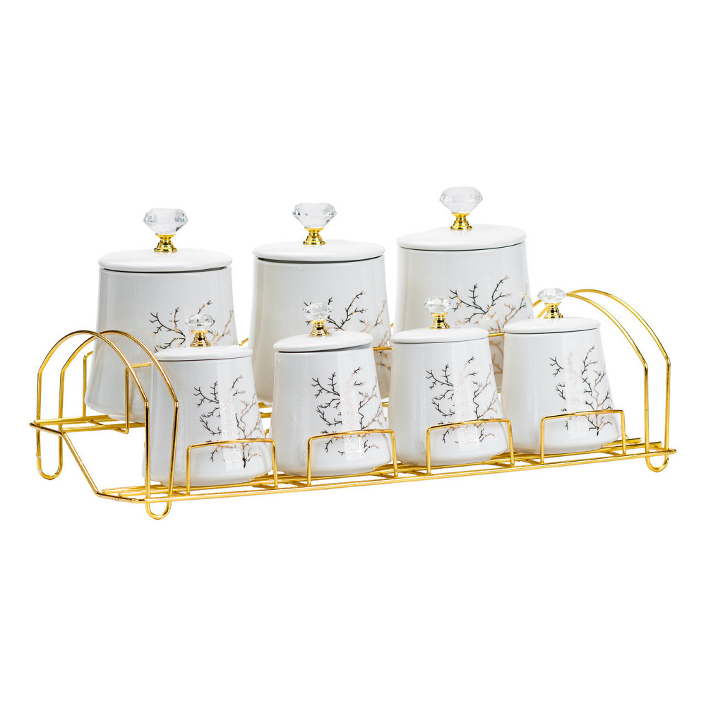 Набір для спецій 4 шт по 250 мл і 3 шт по 550 мл на металевій підставці HP1216 Київ - фото 2