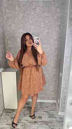 Женское стильное, романтичное, легкое платье из софта Оранжевый, 50/52 Одесса