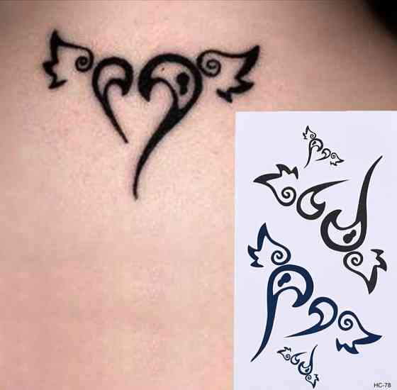 Тимчасове тату на шкіру "Серця" - розмір стікера 10*6см Київ