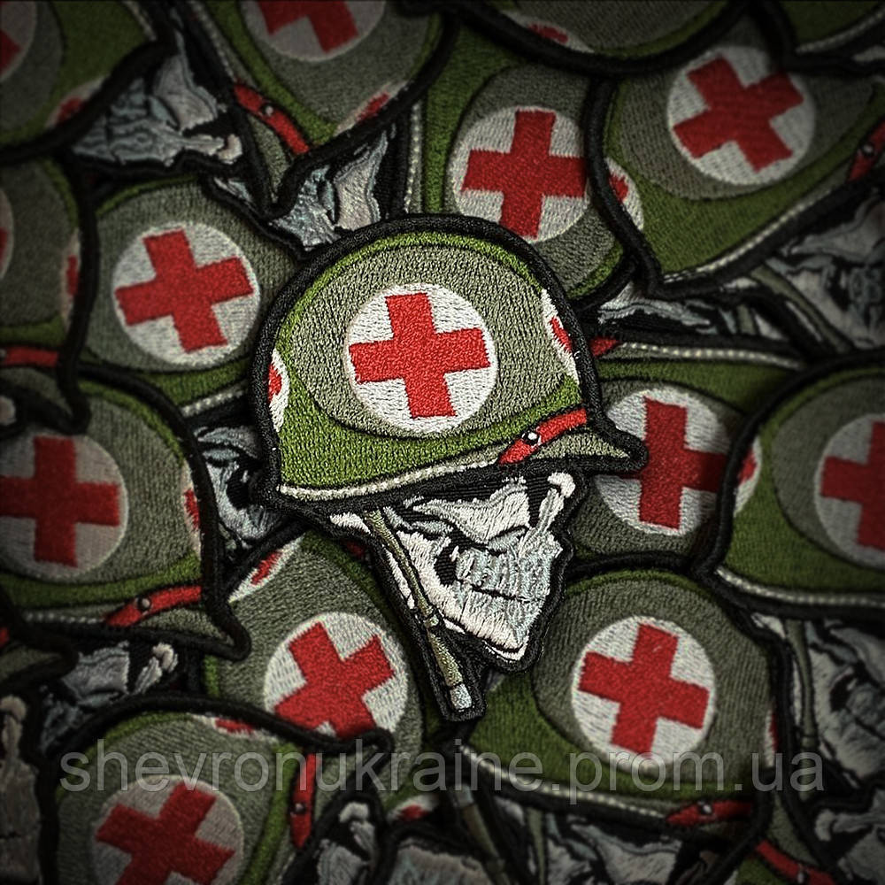 Шеврон Медицинский череп (Форма контурная. На липучке) Размер 9x7см Киев - изображение 1