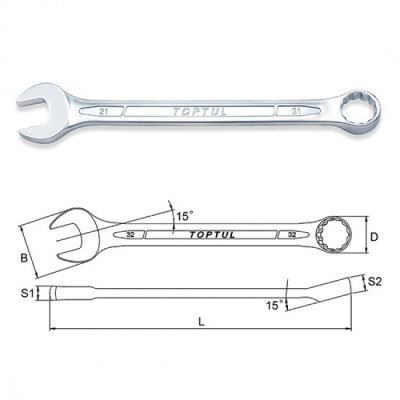 Ключ Toptul гаечный комбинированный 9мм (AAEB0909) Винница - изображение 2