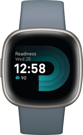 Смарт-часы Fitbit Versa 4 Waterfall Blue/Platinum: GPS, 40+ режимов тренировок, мониторинг стресса и сна, NFC Киев