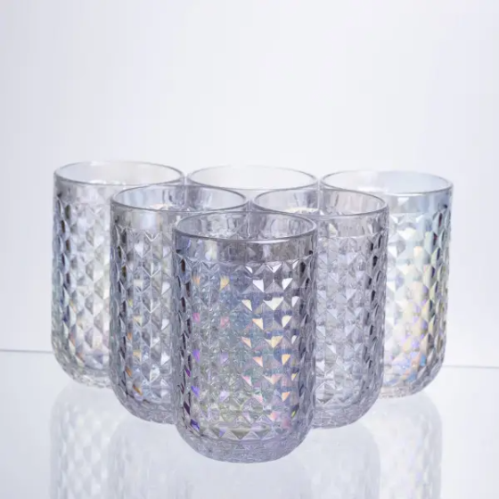 Набір склянок 6 штук по 400 мл із товстогого скла рельєфні rainbow HP-19-255 Коломия