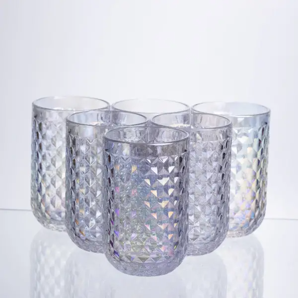 Набір склянок 6 штук по 400 мл із товстогого скла рельєфні rainbow HP-19-255 Коломыя - изображение 2