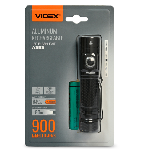 Ліхтарик LED портативний 900Lm 5000К VLF-A353 Videx Житомир