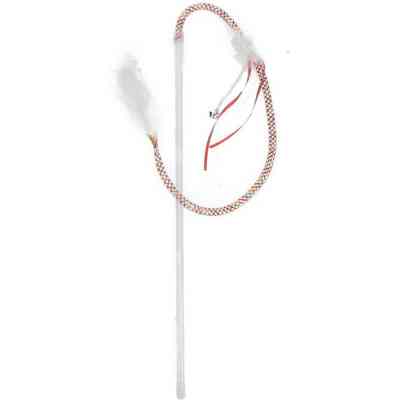 Игрушка для кошек Hippie Pet Вудка з пір'ям на мотузці рожева 40 см (HIPCW19014RO) Винница