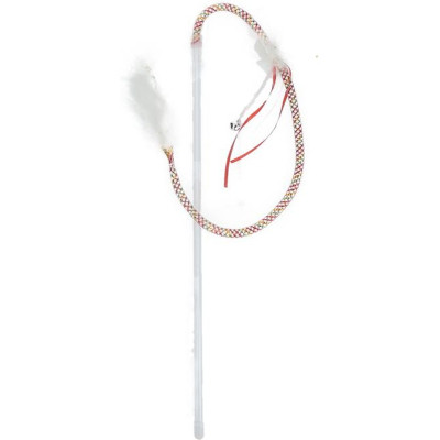 Игрушка для кошек Hippie Pet Вудка з пір'ям на мотузці рожева 40 см (HIPCW19014RO) Винница - изображение 1