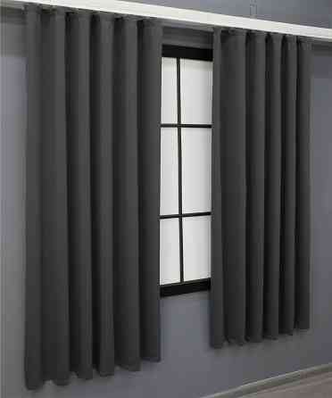 Комплект штор коротких VR-Textil Блекаут Midnight № 1399ш 130х170 см 2 шт Графітовий (35-0159) Київ