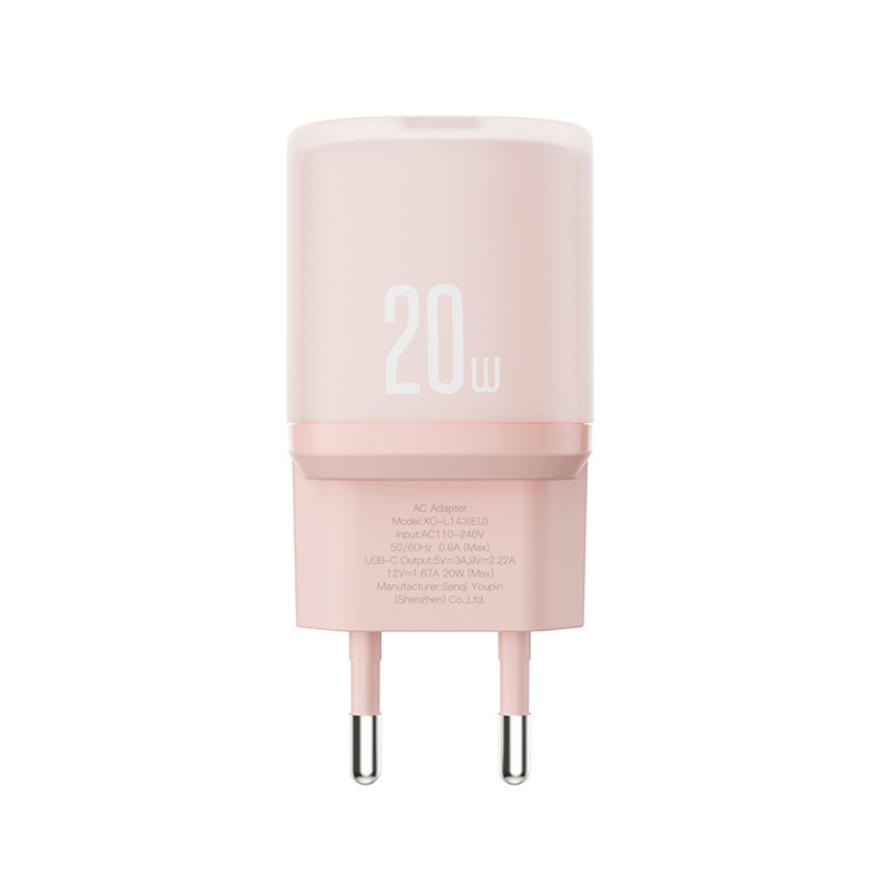 Мережевий зарядний пристрій XO L143 PD20W Single USB-C рожевий Львів - фото 2