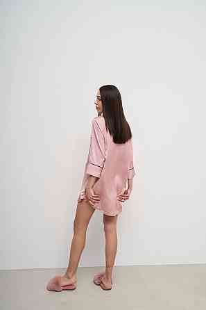 Жіноча нічна сорочка подовжена шовкова Пудровий XL Харків