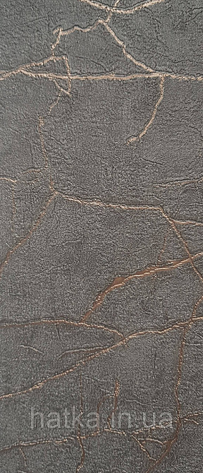 Шпалери вінілові на флізеліні AdaWall Roka 1.06х10 під камінь структурні чорні прожилки золотом 23107-5 Київ - фото 3