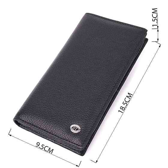 Женский вертикальный кошелек на магнитах из натуральной кожи ST Leather 22538 Черный Киев