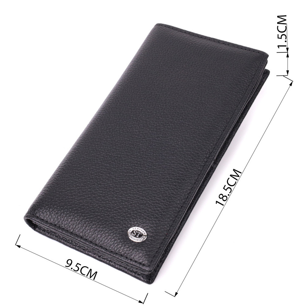 Женский вертикальный кошелек на магнитах из натуральной кожи ST Leather 22538 Черный Киев - изображение 3