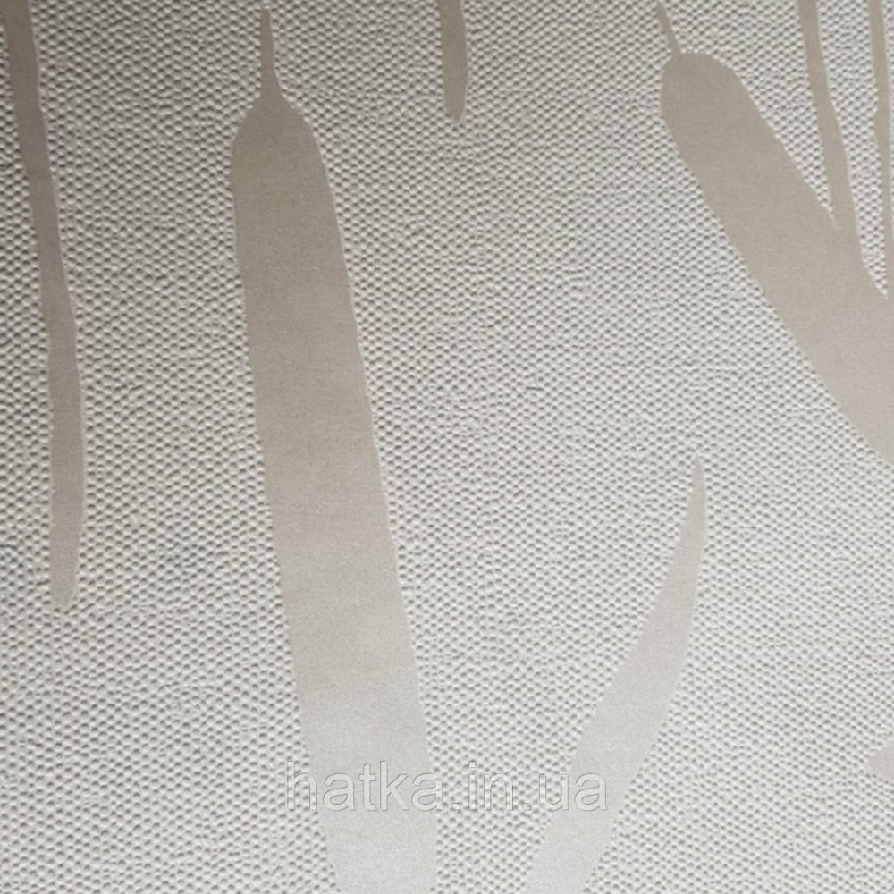 Шпалери вінілові на флізеліні Marburg Giulia 0.53х10 листя гілки очерет срібні на білому Київ - фото 2