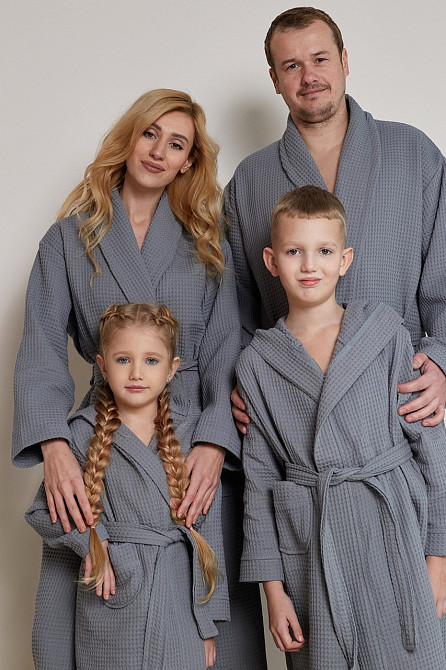Халат вафельний Ideal Textile довгий сірий (56860629) Чернівці - фото 5