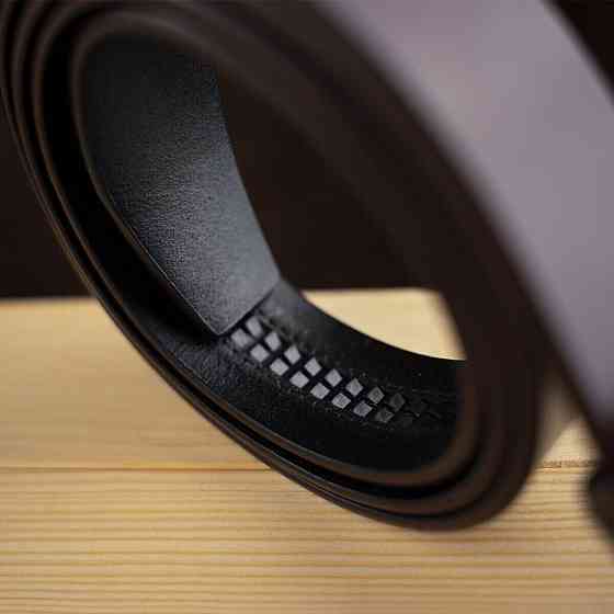 Ремень мужской с темной пряжкой автомат Vintage 20295 Черный Киев